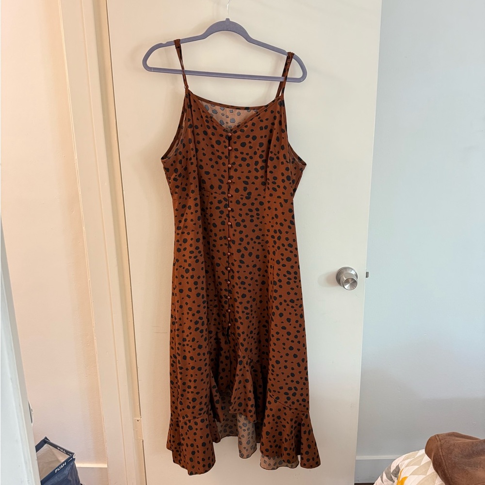 Brown cheetah Midi Dress